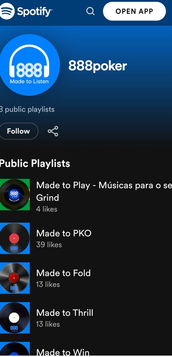 vivian saliba (@vivisaliba) on Twitter photo O <a href="/888poker_br/">888poker Brasil</a> está com uma nova playlist para os brasileiros no Spotify! Você tem algumas sugestões de músicas para o grind? Só sugerir nas redes do 888poker Brasil ❤️ O <a href="/888poker_br/">888poker Brasil</a> está com uma nova playlist para os brasileiros no Spotify! Você tem algumas sugestões de músicas para o grind? Só sugerir nas redes do 888poker Brasil ❤️