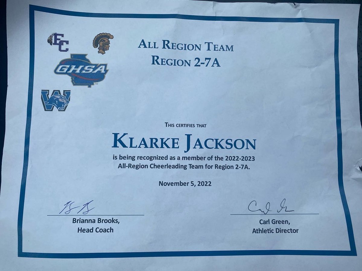 Congratulations Klarke !! All Region Team region 2-7A