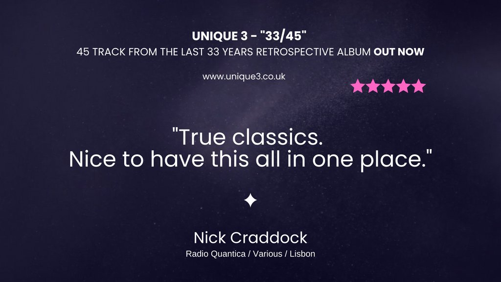 Kindly supported by Nick Craddock, Edzy Unique 3’s forty-five track, thirty-three years retrospective album, “33/45” is now available on Originator Sound Records. Links to the album on all sales platforms is here - unique3.co.uk/buy-3345-album… @nickcrad #deephouse #bass #techno