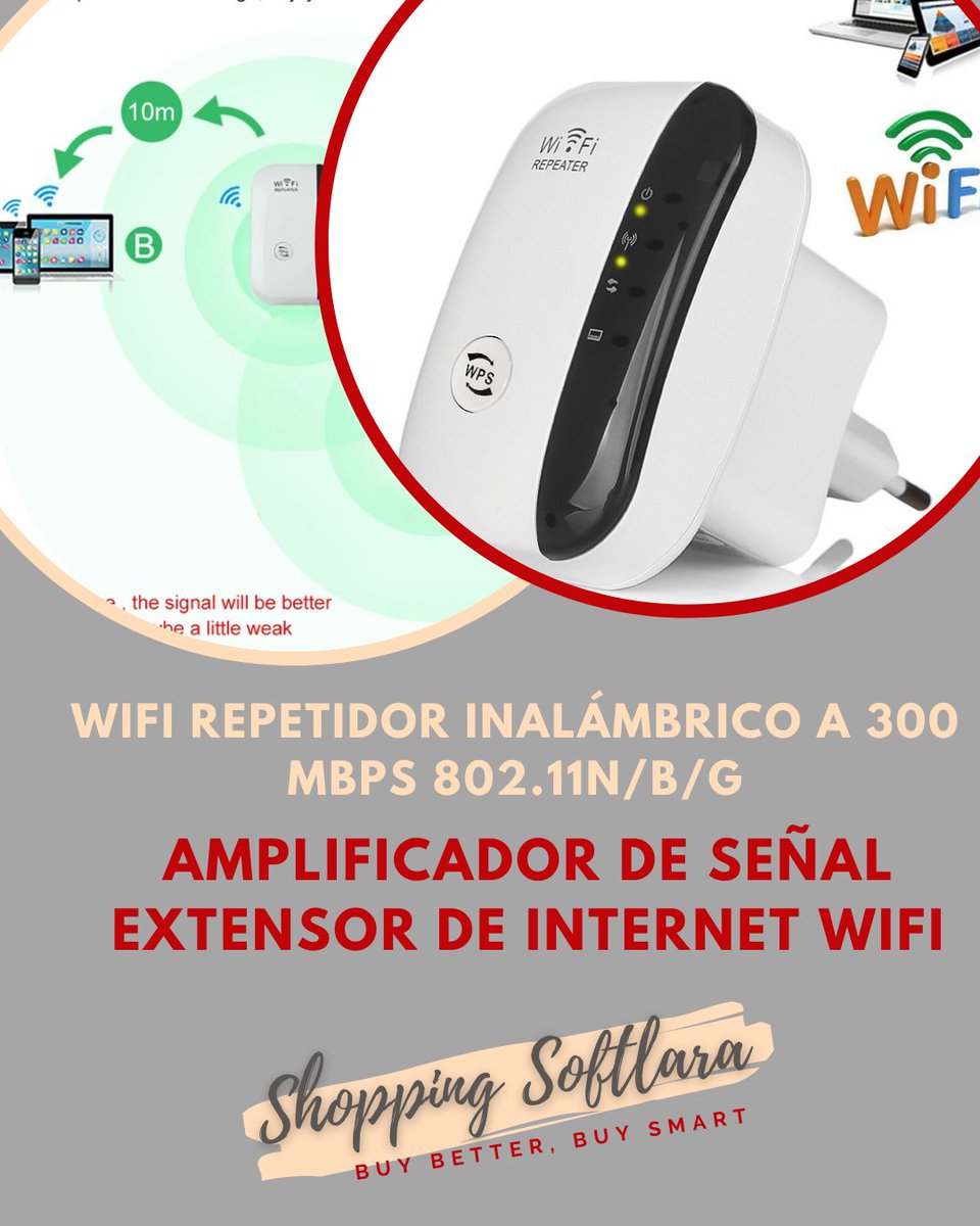 SSoftlara's tweet photo. WIFI REPETIDOR 

✅Mejora la cobertura inalámbrica en todas las redes WLAN. 
✅Acceso a Internet para las computadoras situadas en el borde o fuera del alcance del punto de acceso. 
✅Cumple con el ESTÁNDAR IEEE 802.11n, IEEE 802.11g, estándares de IEEE 802.11b. https://t.co/IKGXUq90tY