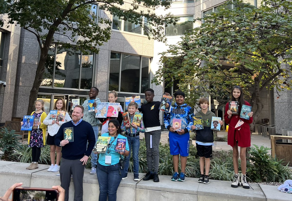 I always love attending the <a href="/texasbookfest/">Texas Book Festival</a> in Austin! The <a href="/TBABooks/">TX Bluebonnet Award</a> new list announced by <a href="/BryanM_KVUE/">Bryan Mays</a> and some awesome local students. A special treat to see @macbarnett and @burstofbeaden  #FReadom <a href="/LibrariesRRock/">RRISD Lib Services</a>