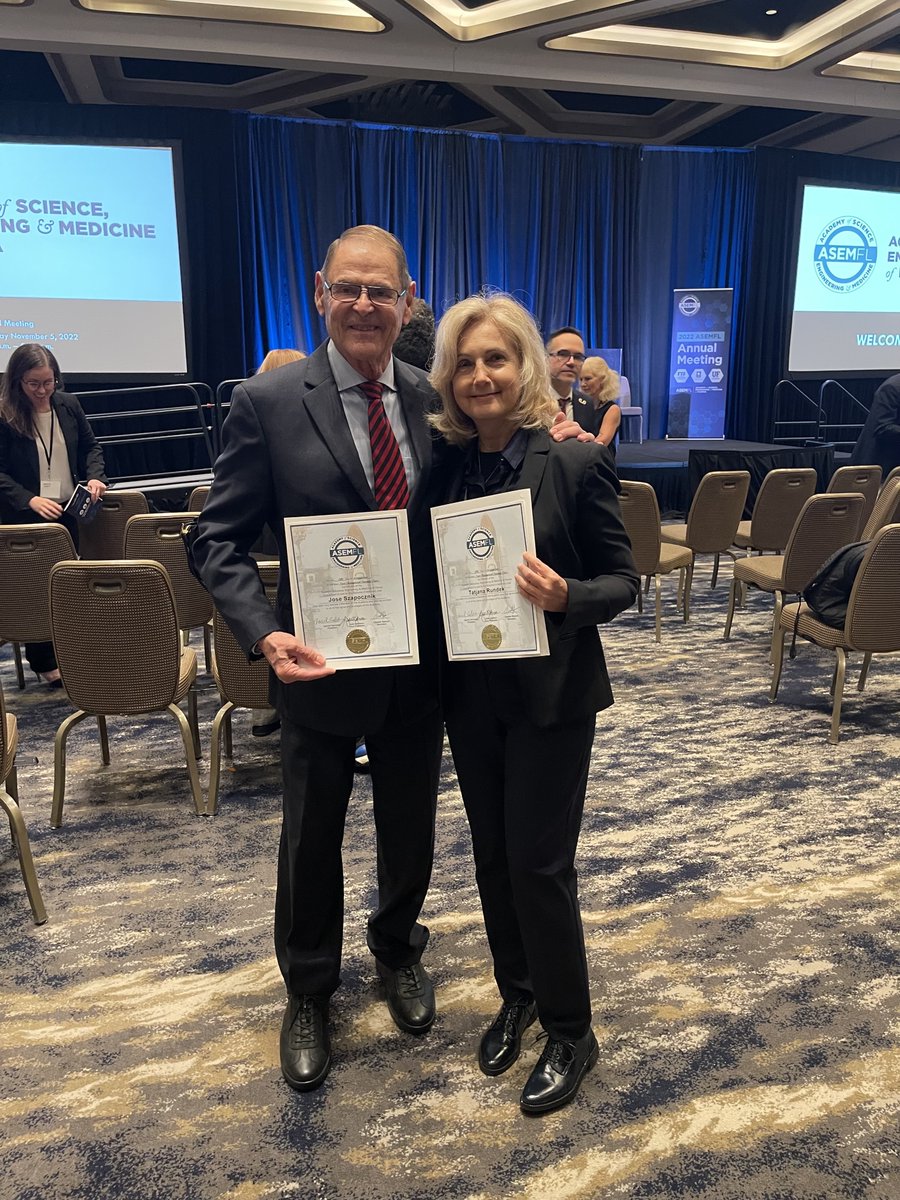 Congratulations to Executive Vice Chair for Clinical Research and Faculty Affairs <a href="/UMiamiNeuro/">UMiami Neurology</a>, scientific director <a href="/UMiamiMBI/">UMiami McKnight Brain Institute</a> #DrTatjanaRundek and <a href="/umiamimedicine/">Miller Medicine</a> #DrJoseSzaposnik inducted into Academy of Science, Engineering and Medicine of Florida (ASEMFL). Well deserved!