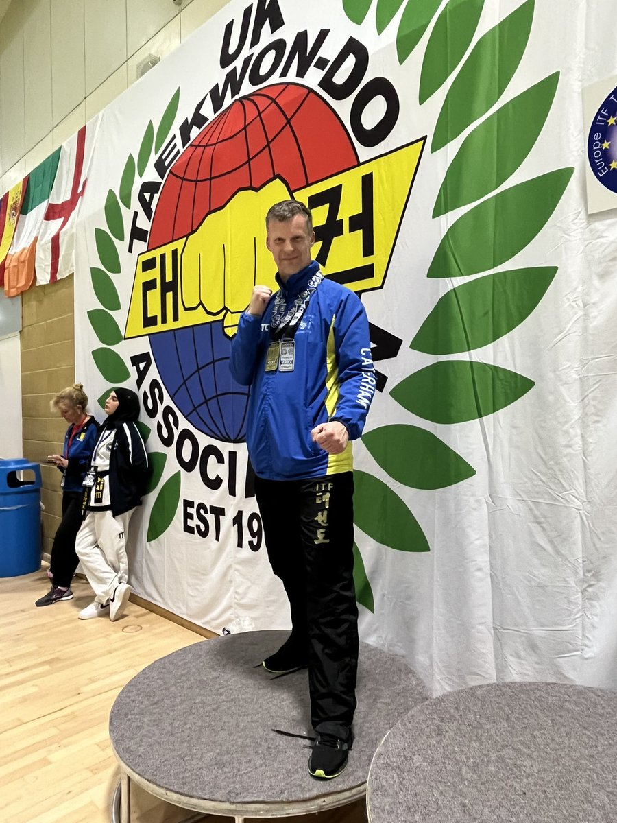 harwoodtkd's tweet photo. Gold in Veteran sparring and Silver in 5th -6th Dan Veteran patterns at EITF A class tournament at @GfdSpectrum  @europeTKD #tkdvets #itftaekwondo #sparring #patterns #ukta #caterhamtkd #TeamCaterham https://t.co/evjKKT86q2
