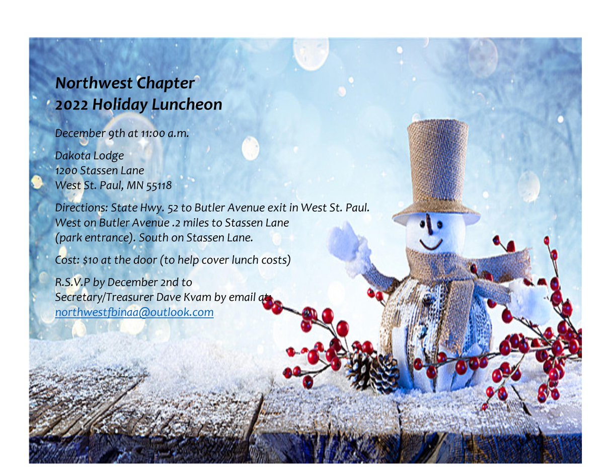 Northwest Chapter, don't forget to join us for our annual holiday luncheon!