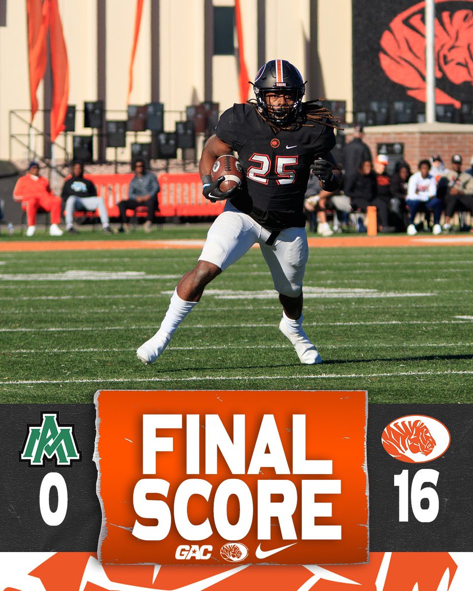 The Tigers held UAM to 0 points and won by 16! Bringing our record to 7-3! 

Join us next week to support against Southeastern at home at 2:00 pm!

#FAMILLY