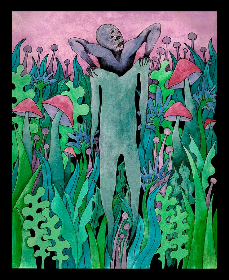 Un monstruite del año pasado... transformando, renaciendo, desprendiendo. 
#illustration #illustrationart  #watercolor #transformation #fantasy  #buensabado #fantasyart #plants #fungi