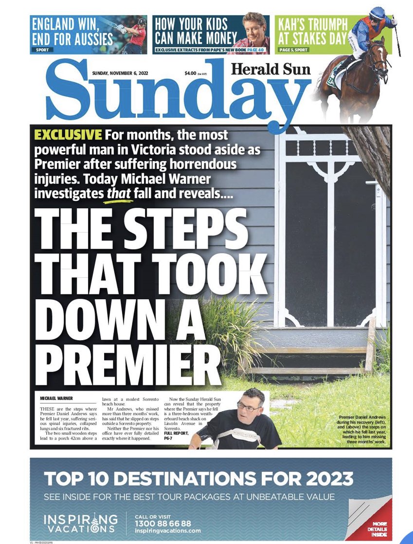 Sharnelle Vella (@sharnellevella) on Twitter photo Daniel Andrews thoughts re the front page of the Herald Sun today:
โCan anyone tell me what the point of the story is? Anyone? Are you going to interview the stairs? People can go as low as they want. Iโm not going there with themโ. <a href="/7NewsMelbourne/">7NEWS Melbourne</a> Daniel Andrews thoughts re the front page of the Herald Sun today:
โCan anyone tell me what the point of the story is? Anyone? Are you going to interview the stairs? People can go as low as they want. Iโm not going there with themโ. <a href="/7NewsMelbourne/">7NEWS Melbourne</a>