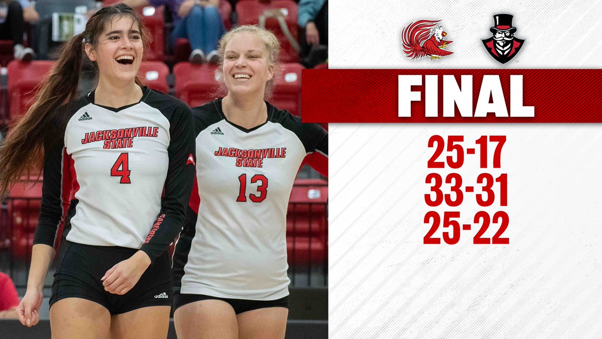 🧹🧹🧹🧹🧹🧹🧹🧹🧹🧹🧹🧹🧹🧹🧹

Jacksonville State completes the weekend sweep by downing Austin Peay in straight sets! It’s the 15th sweep of 2022 for the Gamecocks!
