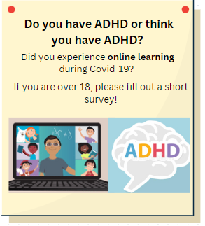 EmilyDa02708656's tweet photo. Do you have #ADHD/think you have ADHD?
Did you experience #onlinelearning during #Covid19? 
We’re investigating #communication + ADHD in the online classroom!
If you’re over 18 please complete this short survey: https://t.co/ROxjsXX901

Feel free to RT! https://t.co/03IxTrOJYP