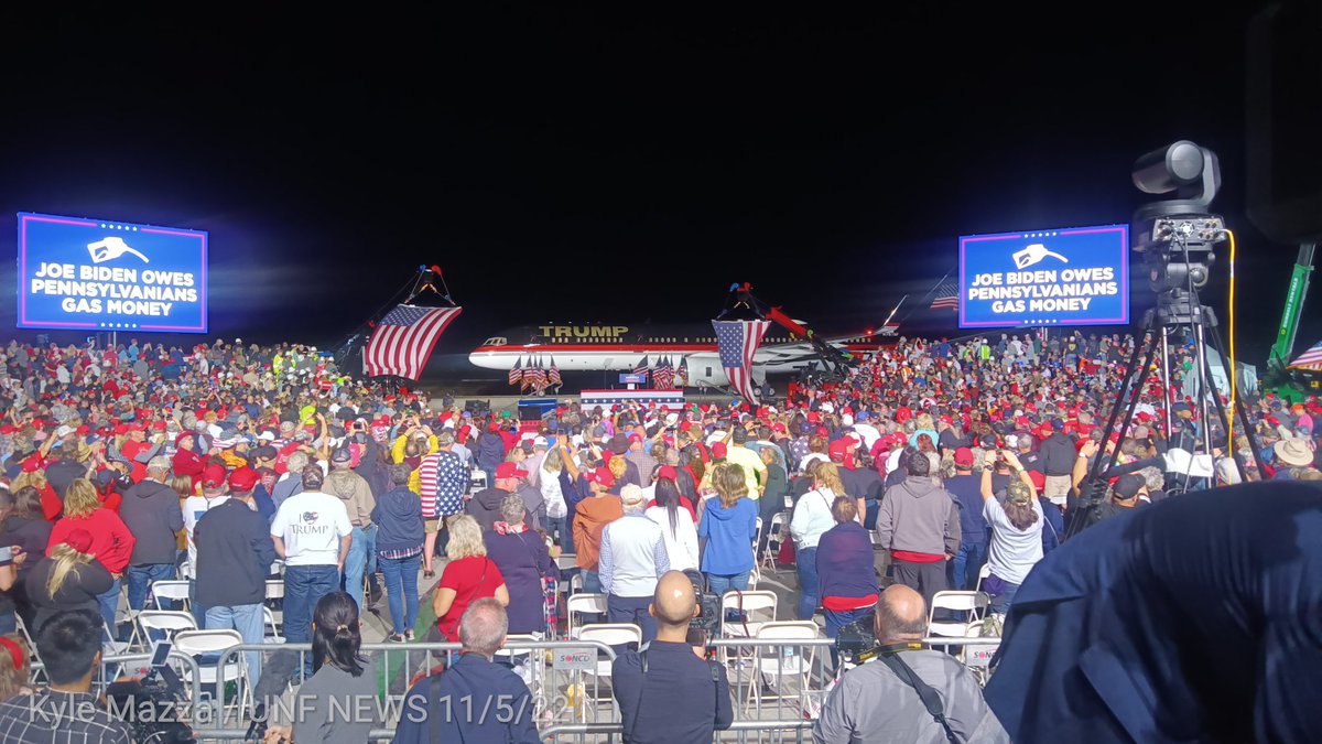 KyleMazzaWUNF's tweet image. Trump Force One lands in Latrobe, Pennsylvania on November 5, 2022