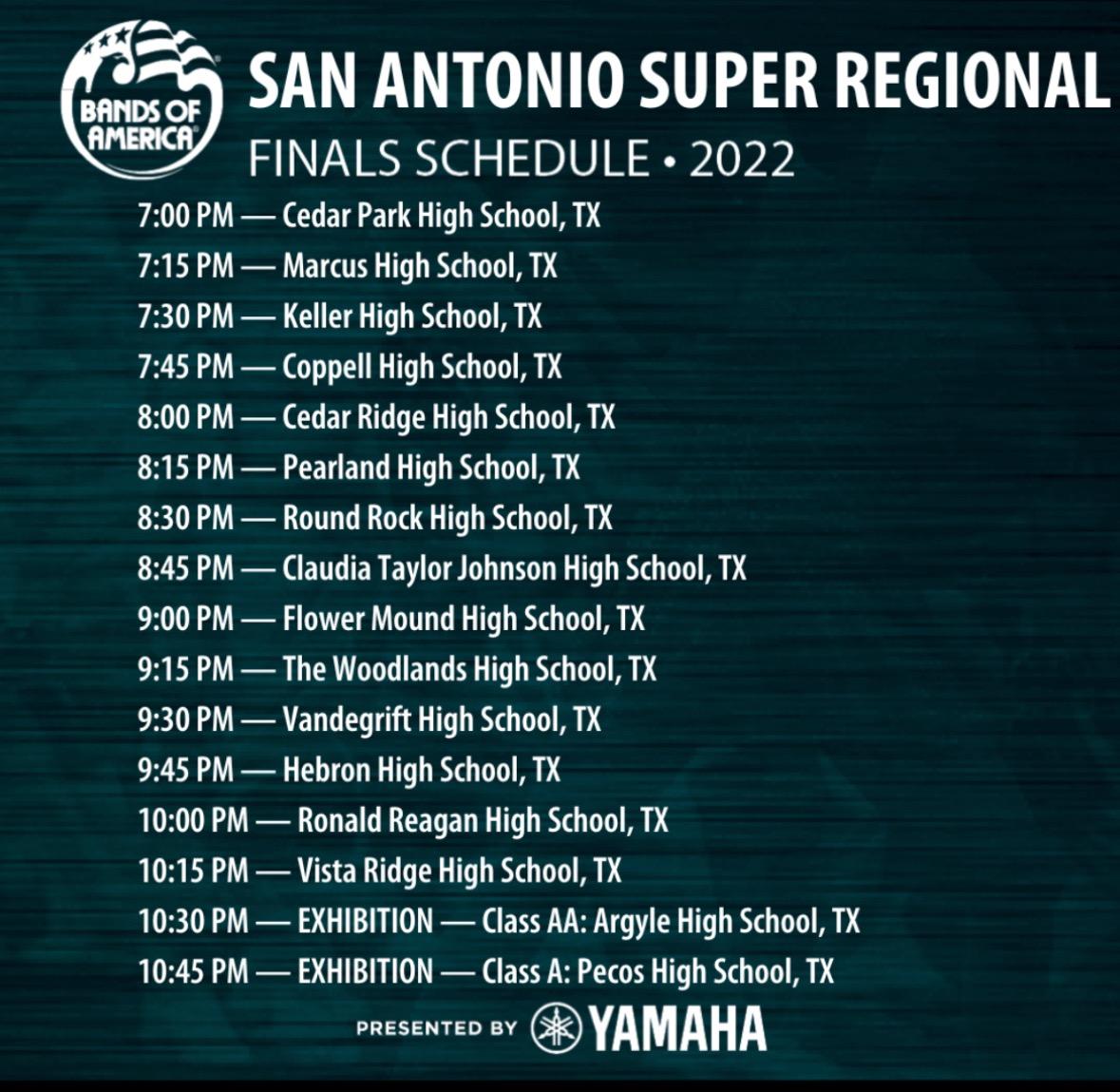 Congratulations to all the <a href="/LeanderISD/">Leander ISD</a> bands who competed yesterday and today!  <a href="/LeanderFineArts/">Leander ISD Fine Arts</a> proves itself once again to be spectacular!  
3a 3rd- Rouse
2nd-Leander
1st-Cedar Park
The Glenn Grizzly band was Fantastic as well!