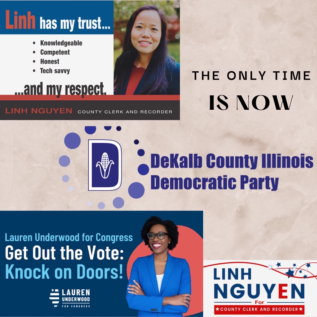 The only time is NOW!
Sign up to door knock for Linh and Lauren tomorrow, #sunday, 11/06, 2-5 pm.
buff.ly/3Dx9v2r
#winwithlinhnguyen
#SaturdayNight 
#dekalblife #proudlydekalb #huskiesvote #huskiepride #Midterms2022