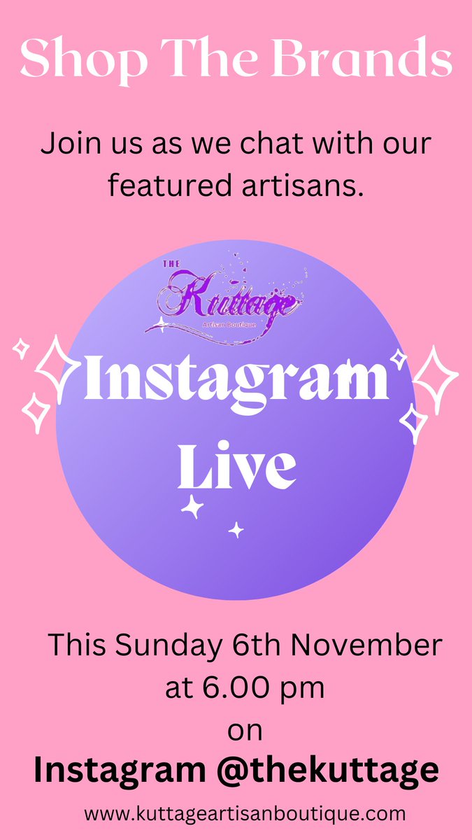 TKuttage's tweet photo. Happening tomorrow at 6 pm is the start of our live on https://t.co/nqaxo02OJb with 2 of our artisans for Shop The Brands 2022.
#authenticallylocal #shopthebrands #kuttageartisanboutique #shoplocal #shopsmallbusiness  #giftlocal https://t.co/n3aRb1JgJD