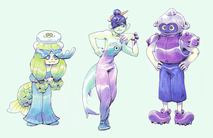 Fishies &amp; Cauldrons ଘ(੭ˊᵕˋ)੭* ੈ✩‧₊˚. Two mermaids and a knight - some of the more humanoid denizens of my mind...  