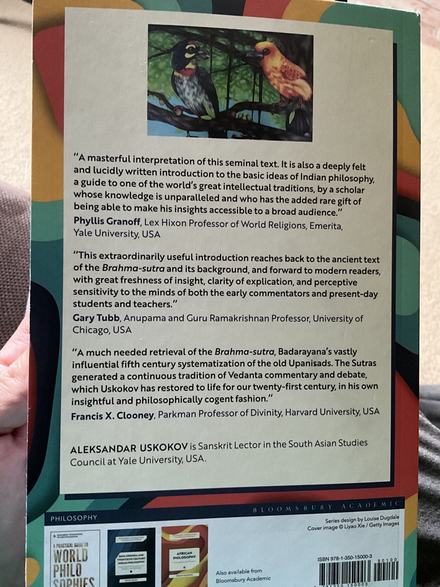 montes_narayana's tweet photo. Just got this nice book in the mail from my former Sanskrit professor at Yale. I can say I witnessed a bit of of its gestation while taking his class on Hindu Thought and reading the Upanishads together. The psychedelic cover and the birds, painted by his daughter, are a big plus https://t.co/viqJMjZjym
