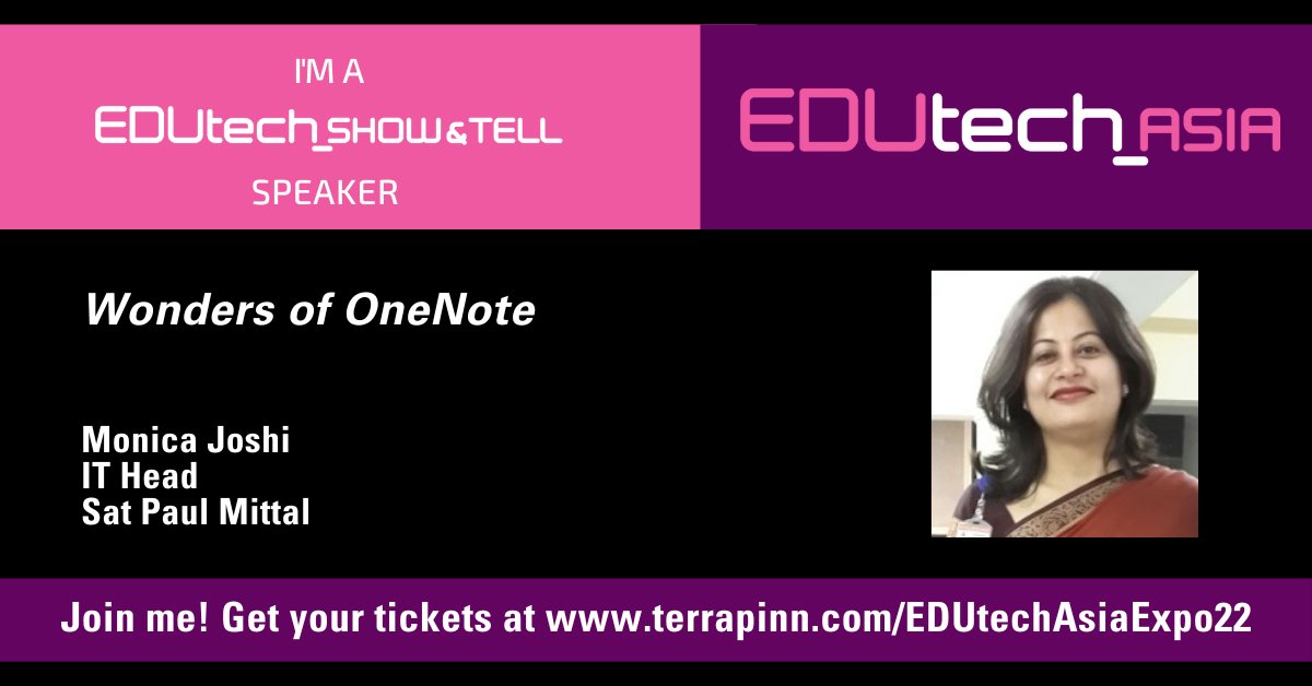 I’m going to be speaking at <a href="/edutech_asia/">EDUtech Asia - Asia's Festival of Education</a> Singapore - Join me!
I will be talking about Wonders Of OneNote <a href="/msonenote/">Microsoft OneNote</a> 
I look forward to meeting you there #MIEExpert #AdobeEduCreative