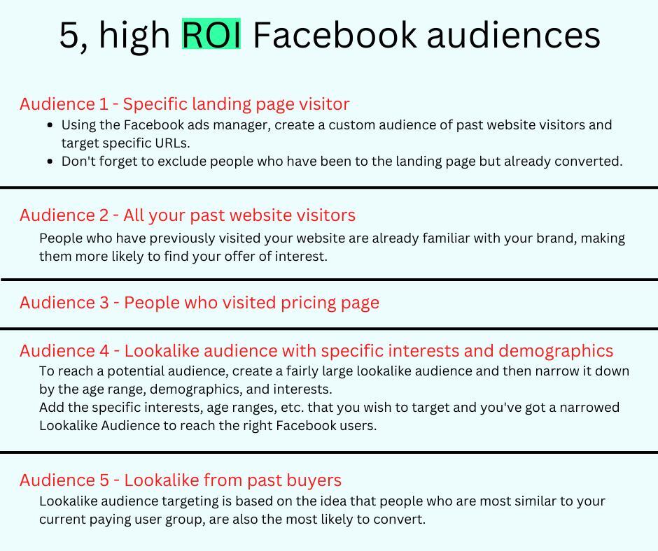 These 5 audiences can definitely increase your ROI

#sevenhighmedia #HIGHROI #facebookaudience #adsmanager #adstrategy #adsets #adcopy #ads #facebookmarketingtips #facebookadsmanager #returnoninvestment #facebookadsmarketing #facebookadscampaign