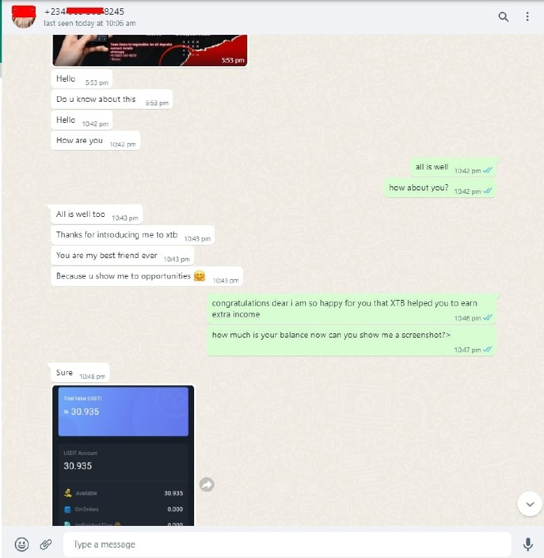 cristinewade14's tweet photo. Perfect way to start my day! in just few hours he already earn 40% of his capital ❤️. Thank you for trusting me as your Promoter.❣️

Anyone who also wants to earn here in XTB! Message me how, or contact our Head Promoter in whatsapp. 
Anne: https://t.co/yZn02nTW6M https://t.co/HuK3U8JZnl