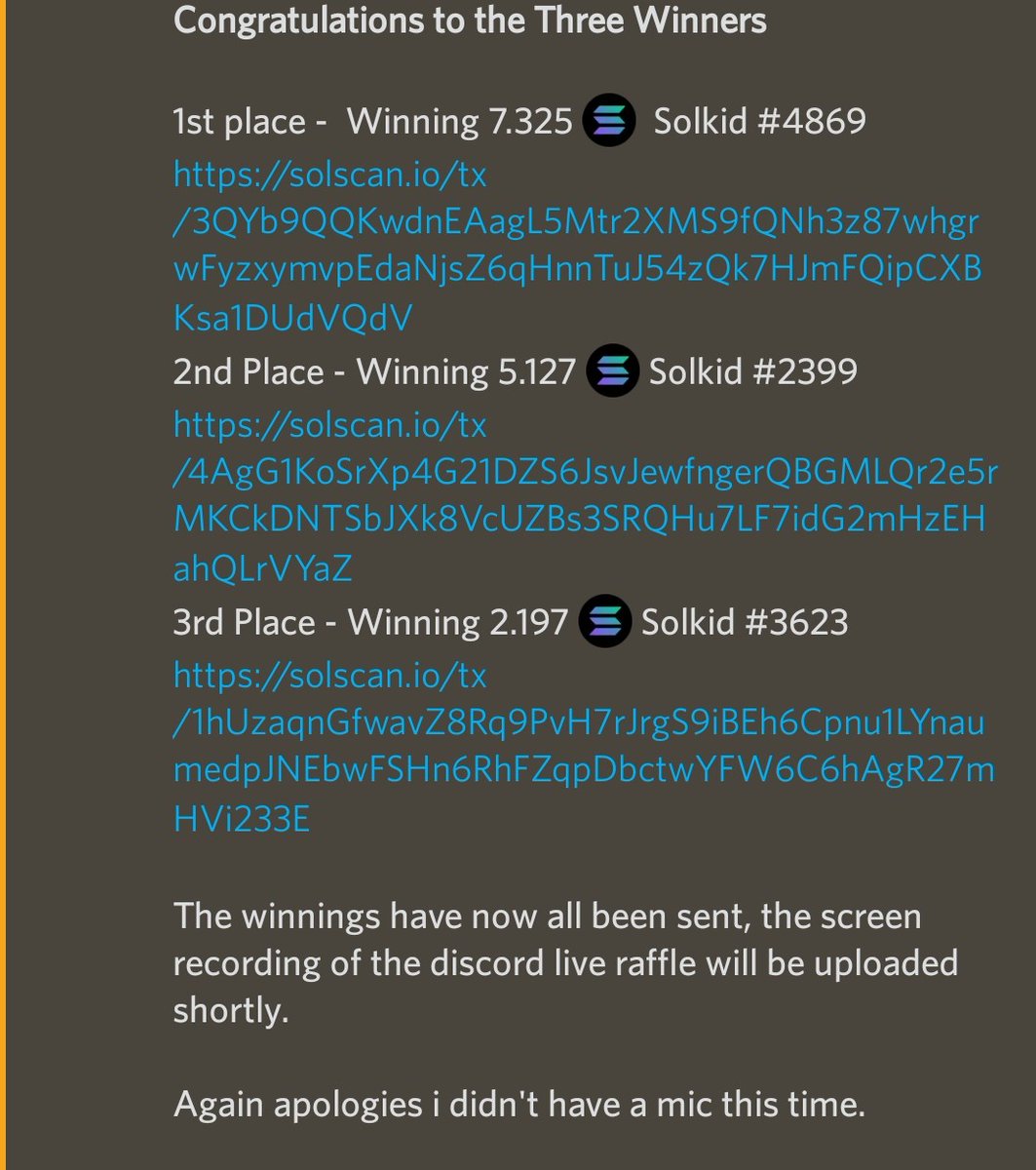 Its_Mr_Burns's tweet photo. @solkidsnfts 
Recently  did a RAFFLE  of nearly 15 SOLANA for 3 Winners and it was LIVE

COME BE APART OF THE TEAM 
And Join Discord 😆
I WOULD LOVE TO SEE YOU 😇 

 STAY BLESSED 💪🏽💪🏽
WAGMI  
#NFTLondon #SolanaNFTs
#NFTs #SolanaGiveaways
#NFTCommuinity  #Solana #NFTcollections https://t.co/gCQeNd1g2N