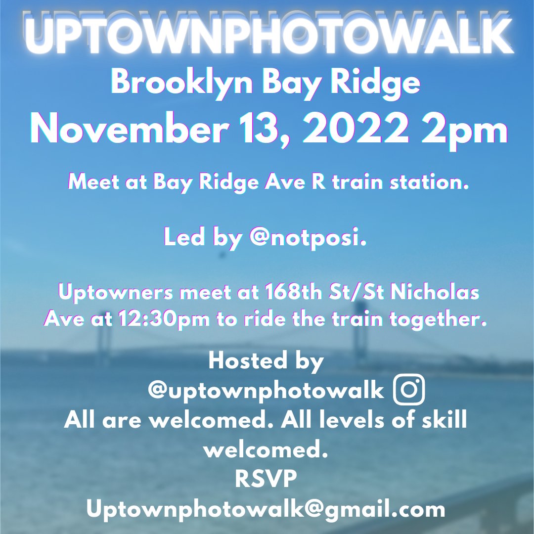 We've done Uptown, Bronx, Randall's Island, and Queens. We have so much more of NYC to explore so we're going to Brooklyn next! 

November 13, 2022 2pm 
(Uptown residents can meet Uptown at 12:30pm) details below.