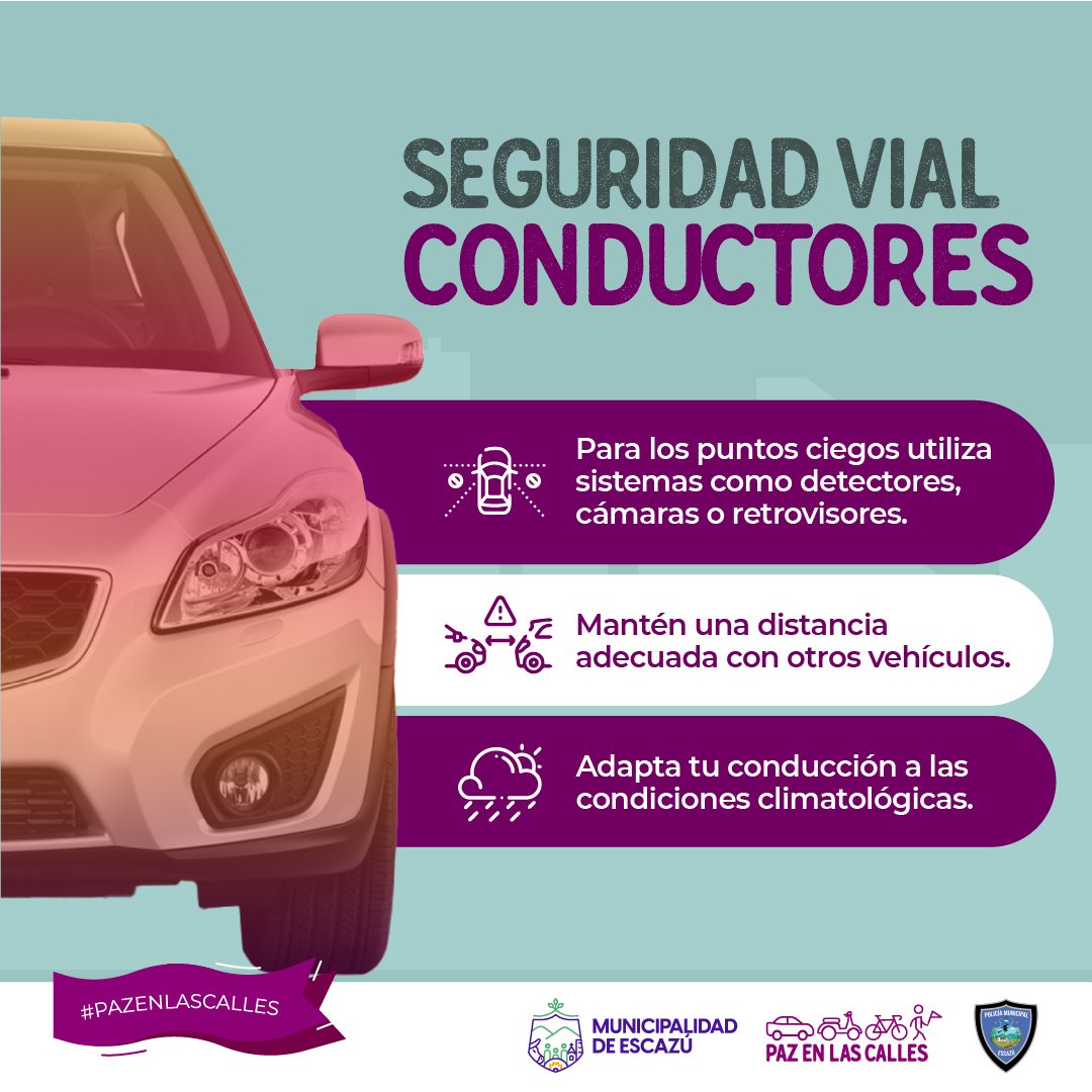 MEscazu's tweet photo. Si sos conductor de automóvil, sigue los consejos que te compartimos, #pazenlascalles https://t.co/jxAM6fEsSE