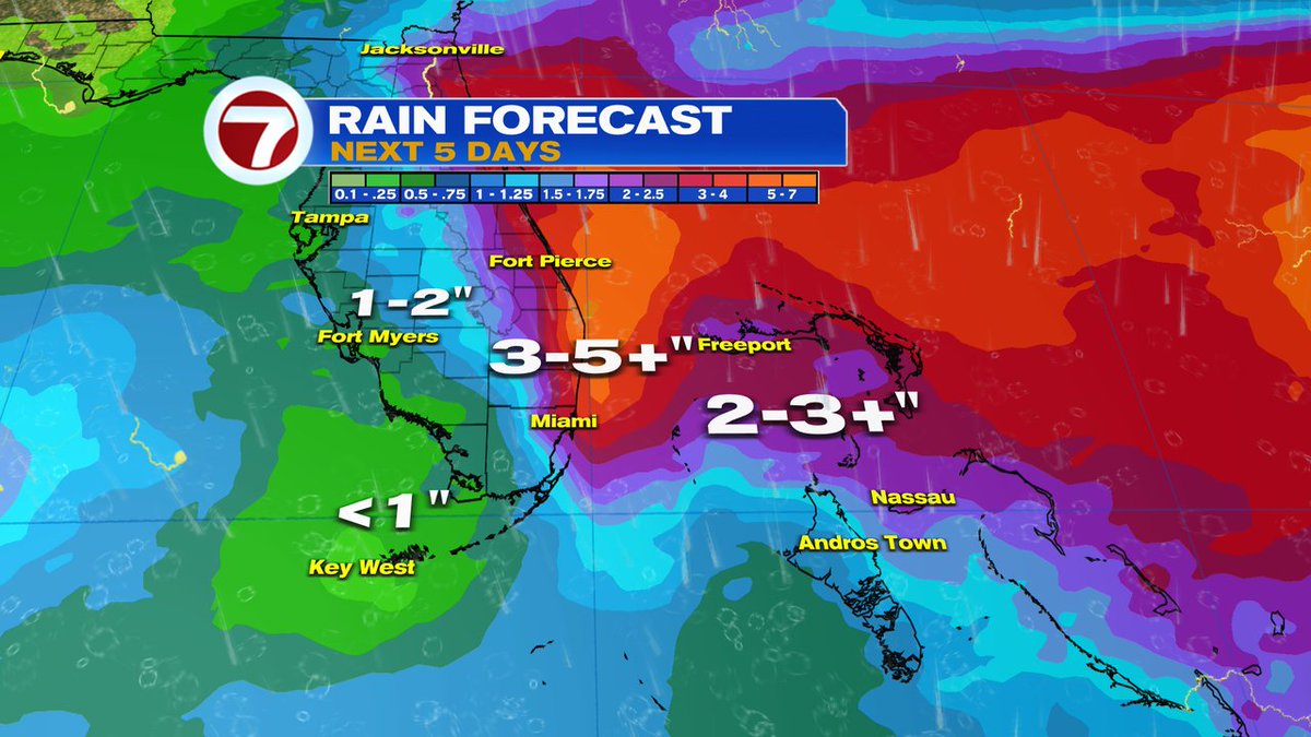 7Weather's tweet photo. Heavy rain potential (over the next 5 days) due to heavy, tropical downpours that could start spreading east to west.   Wetter by midweek. https://t.co/WjgnfZTyGa