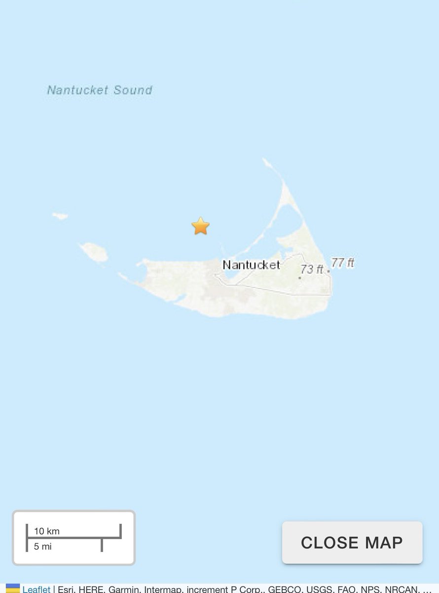 ACKCurrent's tweet photo. The @USGS reported a 2.1 magnitude earthquake at 2:53 p.m. Saturday afternoon, according to @MassEMA.

The earthquake occurred 3.2 NNW of the island.

Did you feel it? https://t.co/SBiNjlRDPB