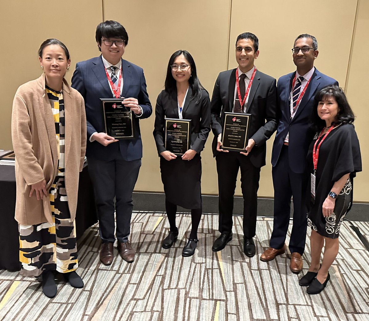 Congratulations to the <a href="/CVSA_Heart/">CVSA Council</a> Vivien Thomas Nominees and particular to the winner Dr. Weiang Yan from the University of Manitoba. <a href="/JakobWollborn/">Jakob Wollborn</a> already on plane to Rwanda with <a href="/TeamHeartRwanda/">Team Heart</a> and not in picture. #aha22