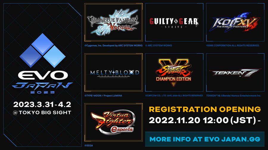 Evo Japan 23 メイントーナメントタイトルに3タイトルが追加 エントリー開始日も決定 22年11月7日 エキサイトニュース