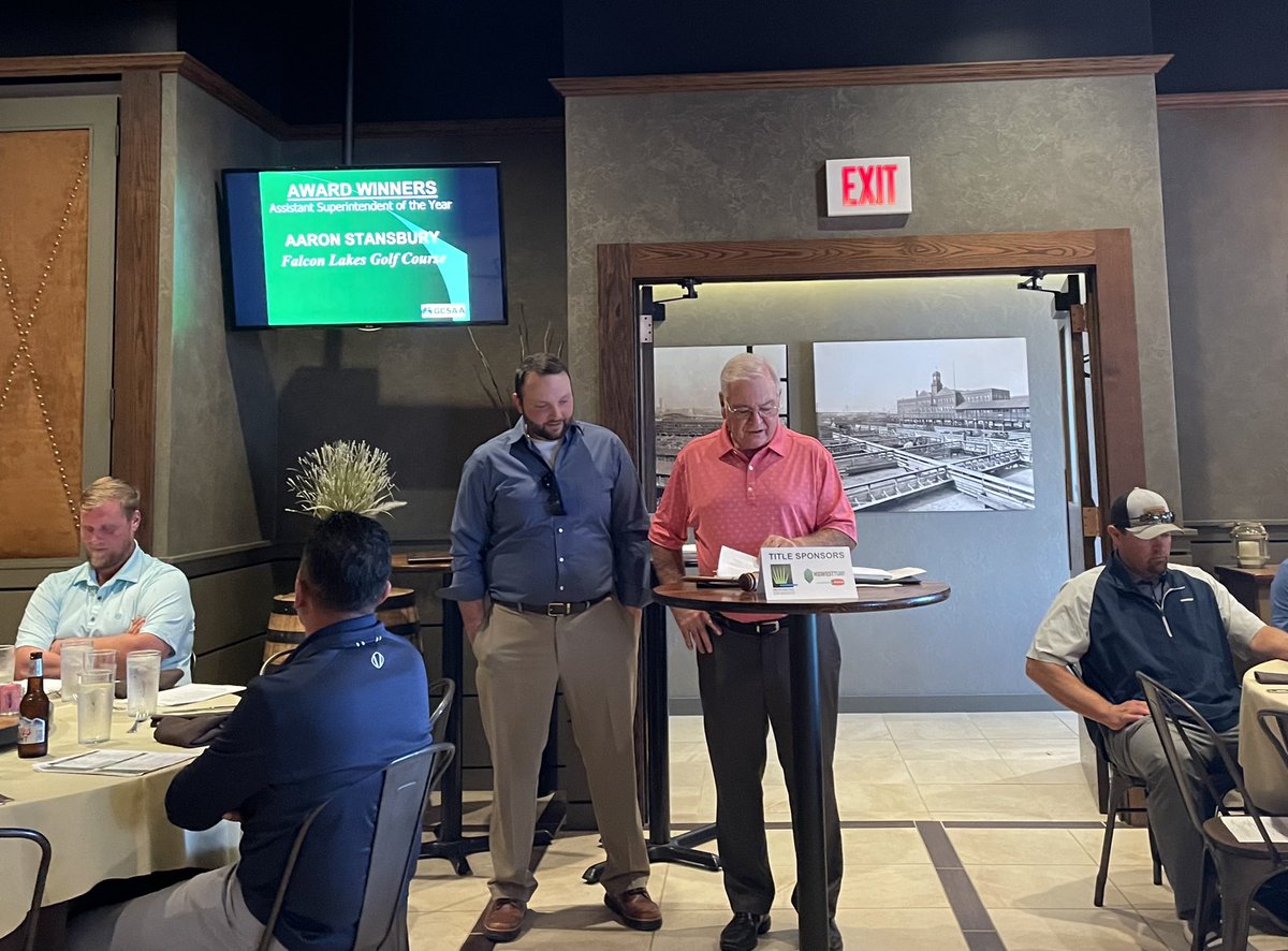 mtbGolf's tweet photo. A-Ron….

 @HAGCSA Assistant of the Year . Falcon Lakes proud 🥲 . Aaron Stansbury has put his stamp on our property and the KC golf community. An award deserved!! Congrats!! https://t.co/AzwYRTvm9m