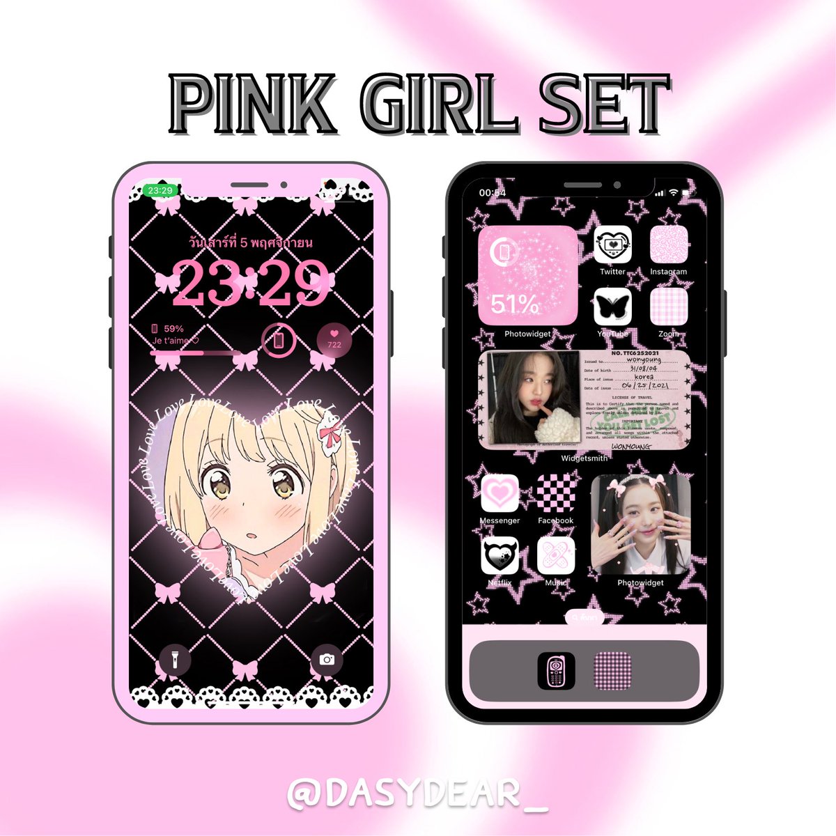 _daisydear_'s tweet photo. รีทวิต สุ่มเเจก 1 คน (ปุกาด 13พ.ย.)
˚◞♡ ⃗ PINK GIRL SET 🖤💖
🎀 SET 35 ฿
🎀 วอลล็อค*1 +วอลโฮม *5
🎀 ไอคอน *10
🎀 ใส่รูปในกรอบหัวใจ +5
สนใจdmได้เลยนะค้าาน้อนน่ารักมากๆ
#รับทำวอลเปเปอร์ #วอลเปเปอร์ไอโฟน #วอลเปเปอร์ไอแพด #ไอแพด #ไอโฟน #wallpper #ขายวอลเปเปอร์ #รับทำตารางเรียน https://t.co/lPZLLbyfTH