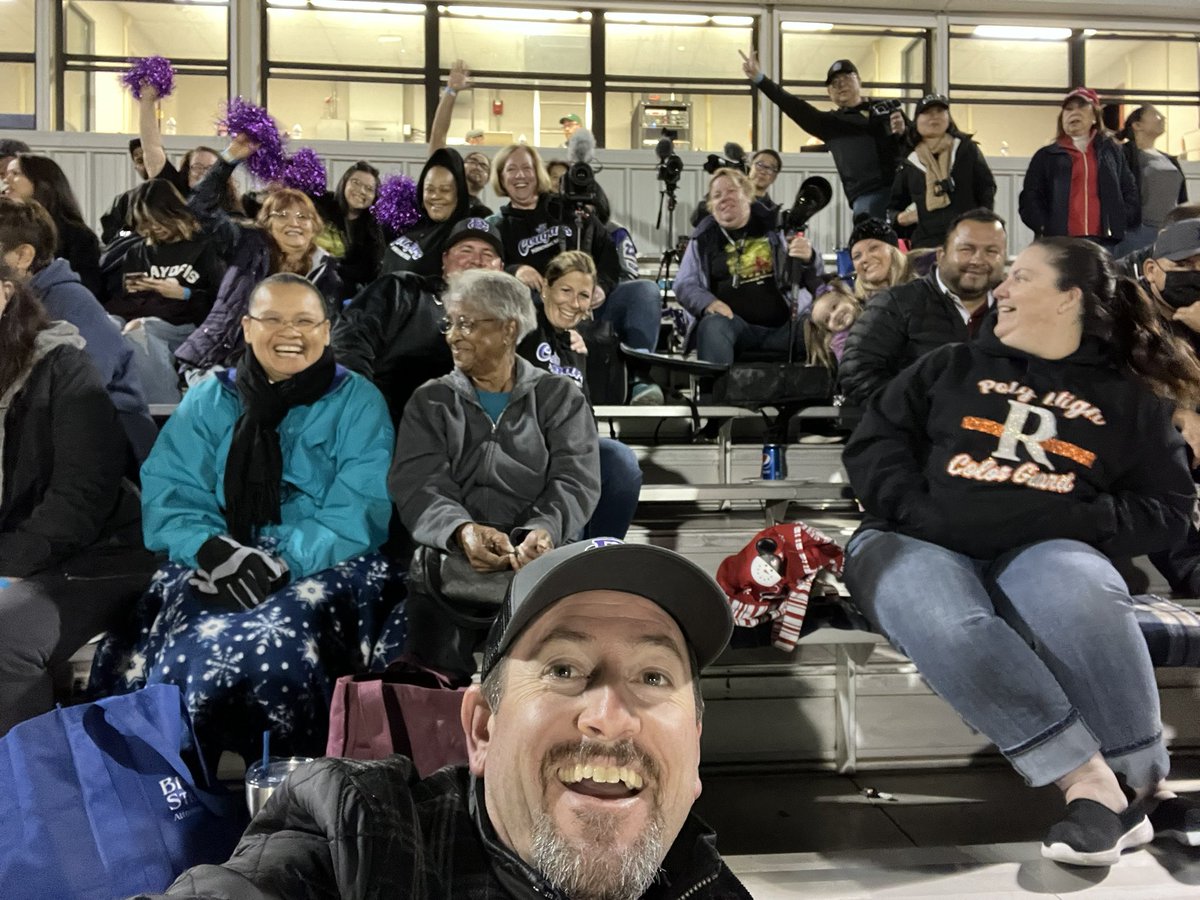 The Rancho Cucamonga Marching Cougars cheering section is in position and ready!!!  It’s almost show time!!!
<a href="/RanchoHSCougars/">Principal Aikens</a> <a href="/RCMCBand/">Rancho Cucamonga Marching Cougars 🎶🐾</a> <a href="/sports_rchs/">RCHS Sports</a>