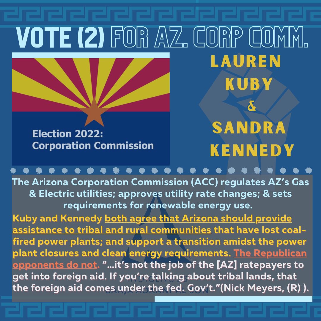 indigenousbaa's tweet photo. Vote both Lauren Ruby and Sandra Kennedy for AZ Corporation Commission (AZ CC). #voteforclimatechange #voteforIndianCountry #IBAA https://t.co/bPzW2STRNq