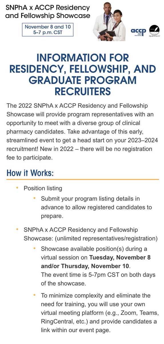 ‼️Interested in fellowship? Midwestern University Glendale Campus has an ID fellowship. Talk to us at SNPhA x ACCP Residency and Fellowship Showcase #Pharmacyfellowship #ACCP #Phoenix accp.com/meetings/vrfs2… Meeting Link: tinyurl.com/mr699wd8