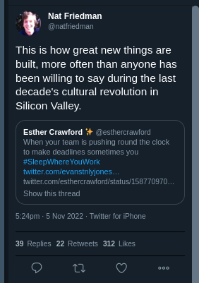 every piece of scientific evidence we have on this is that this is 200% false -- people do not in fact need to over work themselves to be highly productive, and in fact doing so decreases productivity because exhaustion and burnout are bad for productivity