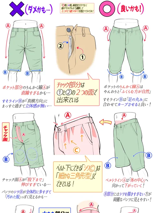 【ハーフパンツ男子が上手くなる描き方】

「ダメかも❌」と「良いかも⭕️」

『全4ページ講座』はここで見れます👇
https://t.co/xARjXAkOPF 