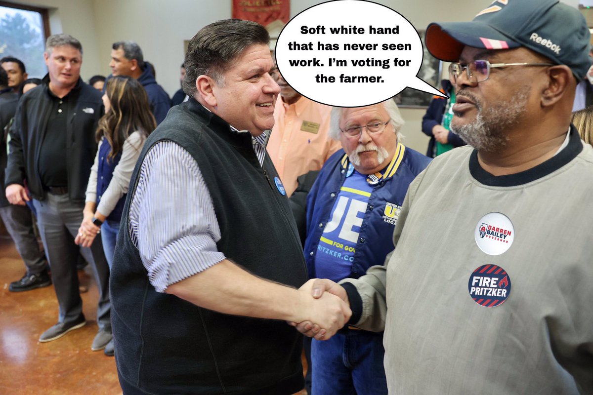 IllinoisExposed's tweet photo. @JBPritzker @JulianaforLG “I’m voting for the farmer” 

Vote @DarrenBaileyIL for #ILGov to #SaveIL and #FirePritzker https://t.co/SKfm8HYbak