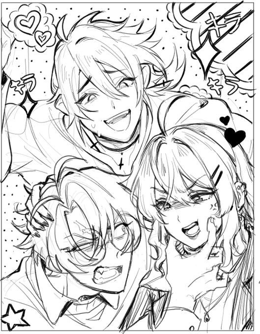 sketch collab with friends of our ocs~!!
with @michiroon and @xiaxae 