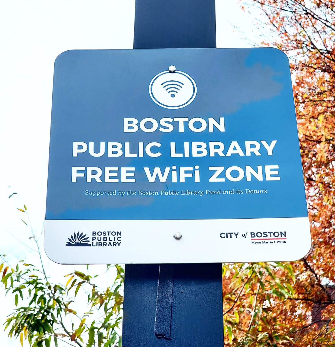 The Boston Public Library has set up outdoor wi-fi zones that provide free, outdoor wi-fi 24 hours a day at 14 different locations around Boston.

💚