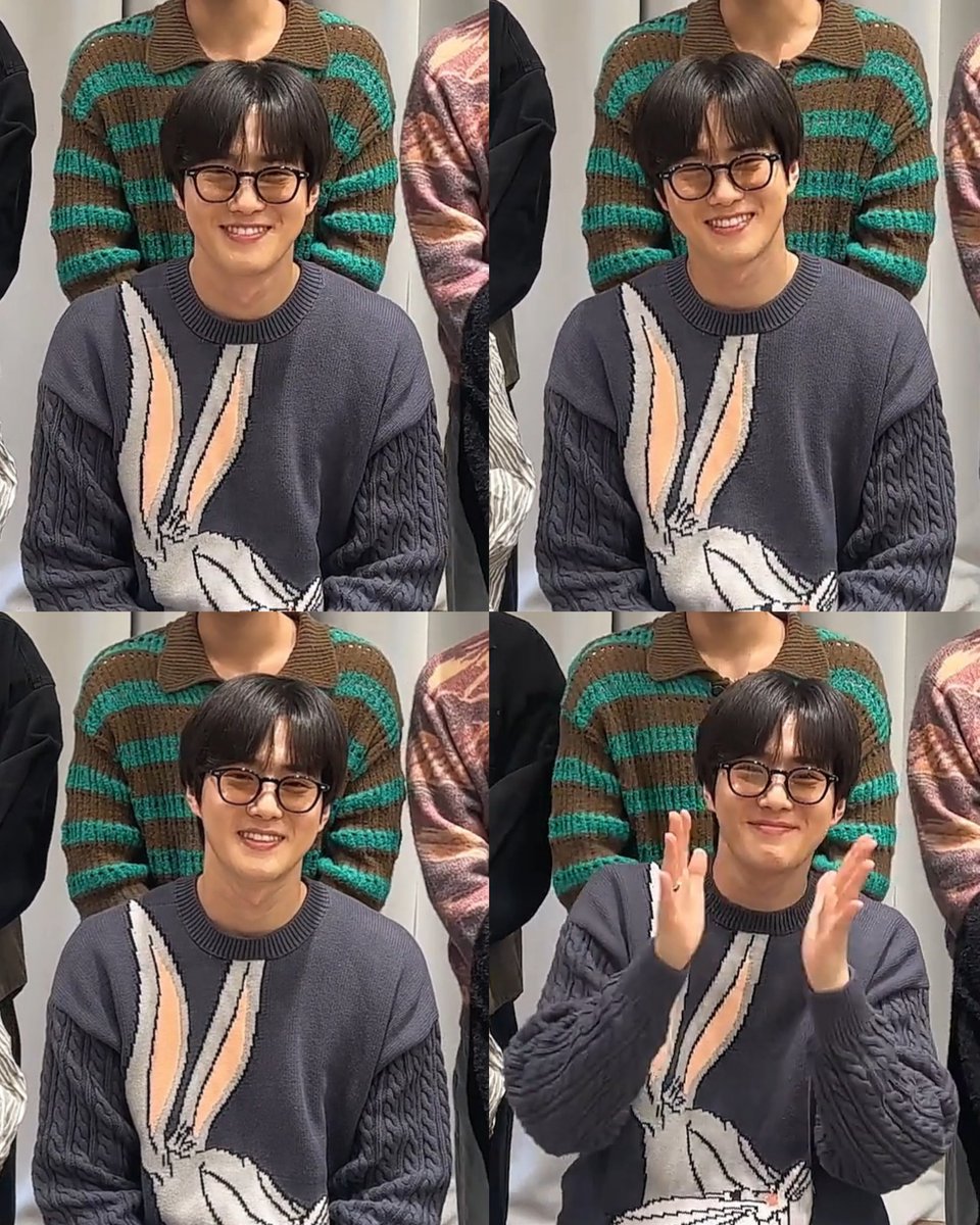 indiesh2o's tweet photo. JUNMYEON LOOKS EXTRA CUTE WITH HIS GLASSES AND BUGS BUNNY SWEATHER https://t.co/nueZhSUCwy