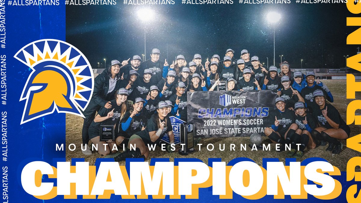 sjsuwsoc's tweet photo. 2022 Mountain West Tournament Champions! 

#AllSpartans | #Believe33 https://t.co/u3FqkrXhGU