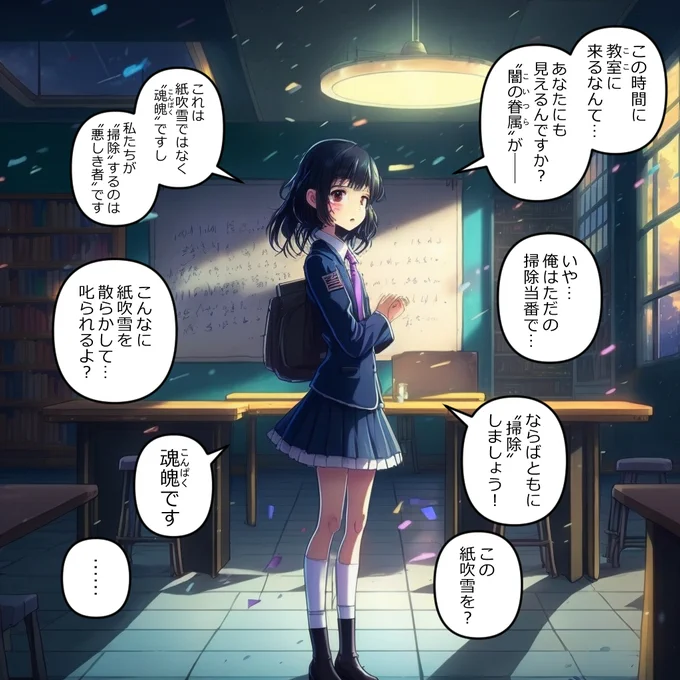 んで、適当にフキダシを入れれば1コマ漫画の完成ってわけ。

#Midjourney #v4 #AiArt #中二病娘ちゃん #AI術師さんと繋がりたい 