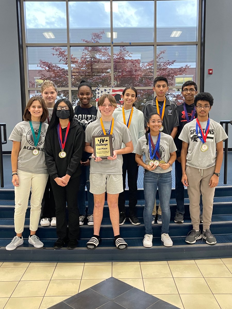 SWHS Academic Team (@swhs_ateam) on Twitter photo It was a great day at the JV Challenge.
Quick Recall got first place with wins over Edmonson (31-3), Bowling Green (30-4), Glasgow (30-14) and Greenwood (30-19).
We placed 13 in individual assessment and won the overall championship. Go Sparta!! <a href="/SouthWarrenHigh/">Jenny Hester</a> It was a great day at the JV Challenge.
Quick Recall got first place with wins over Edmonson (31-3), Bowling Green (30-4), Glasgow (30-14) and Greenwood (30-19).
We placed 13 in individual assessment and won the overall championship. Go Sparta!! <a href="/SouthWarrenHigh/">Jenny Hester</a>