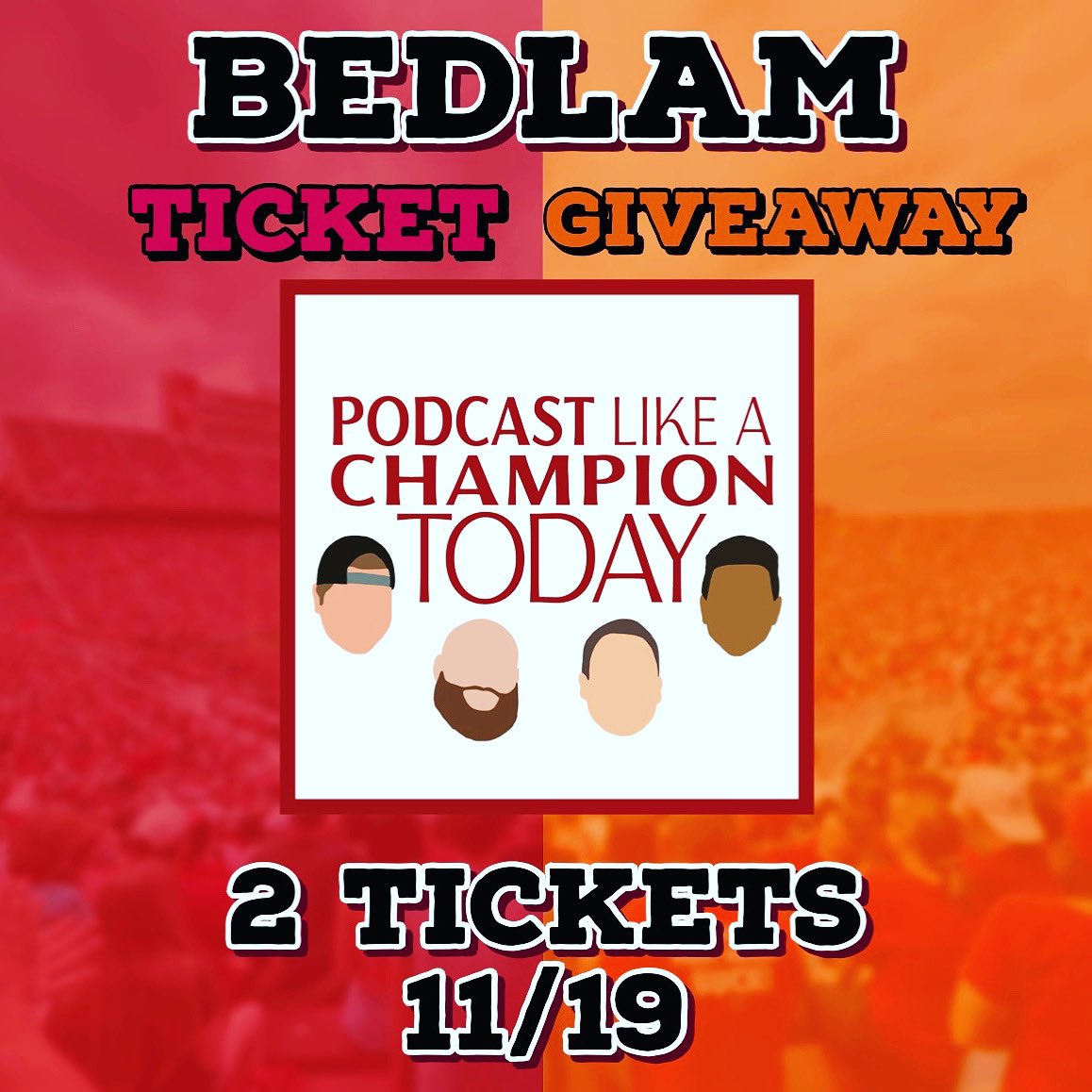 PodLikeAChamp's tweet photo. We’ve got two tickets to bedlam in Norman to give away! 

Follow, like, and RT this post to enter the giveaway! You can gain more entries on our gleam link in the bio. 

Winner will be announced on 11/17, Boomer!! https://t.co/uaQpkuimBo