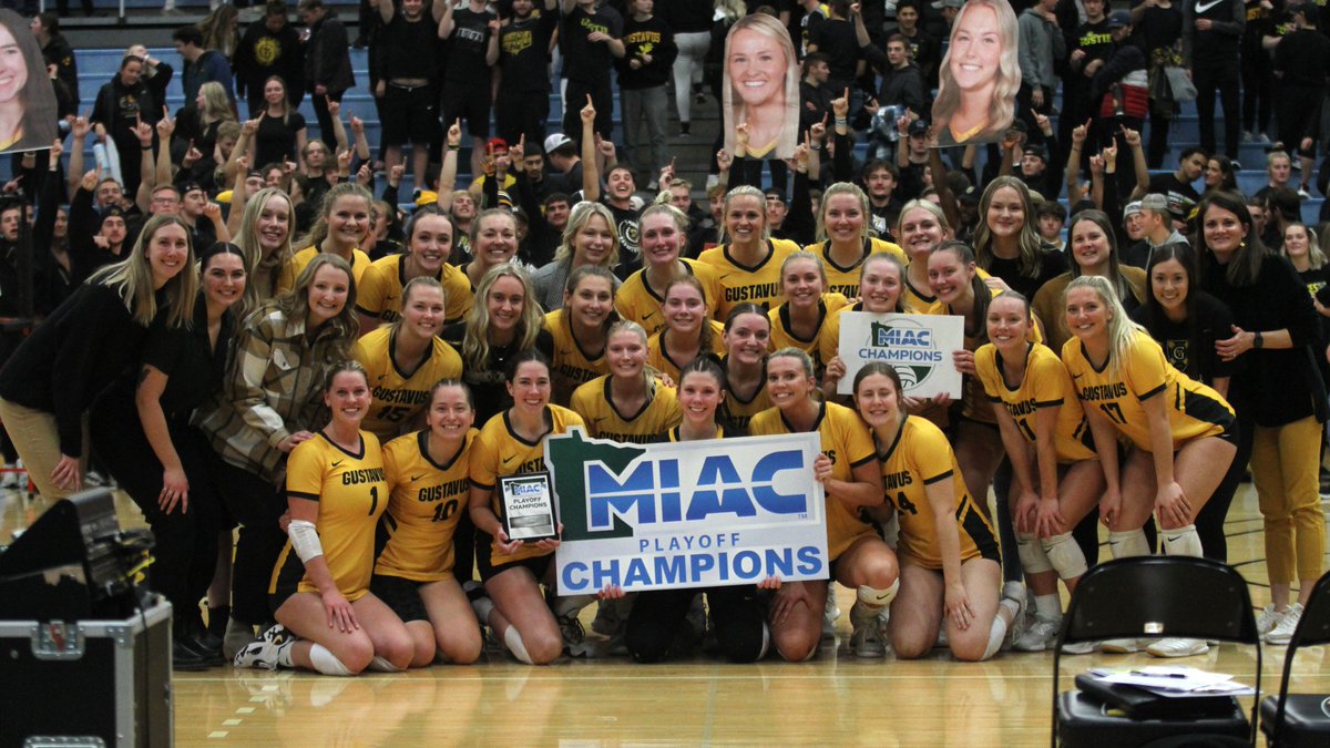 GustieAthletics's tweet photo. No. 14 @gustievb wins MIAC Championship in five-set thriller over St. Olaf, earning the conference's automatic bid to the NCAA Tournament. #GoGusties

RECAP: https://t.co/RUEkfd4xbJ https://t.co/lBGJ680e0D