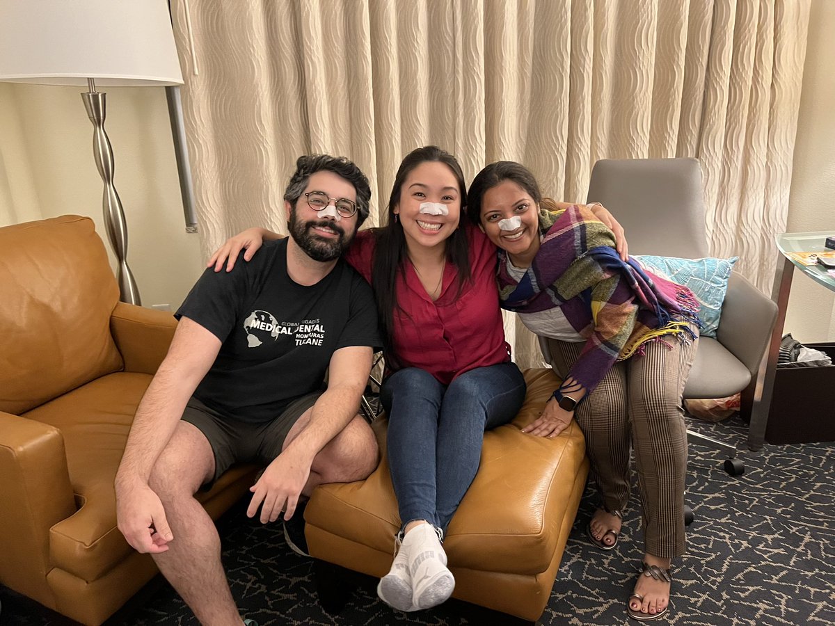 kimmythekidney's tweet photo. The absolute BEST co-fellows &amp; most amazing conference buddies @jchawlz @MonicaVivek! 🥰 Enjoying much needed #selfCare time as #KidneyWk comes to a close! ❤️ Fellows who remove blackheads together stay together 🤣😜 @BCMPedsRenal #perfectSkinJonathan #animalFaceMasks #ASNKids22 https://t.co/3k3fo3Efee