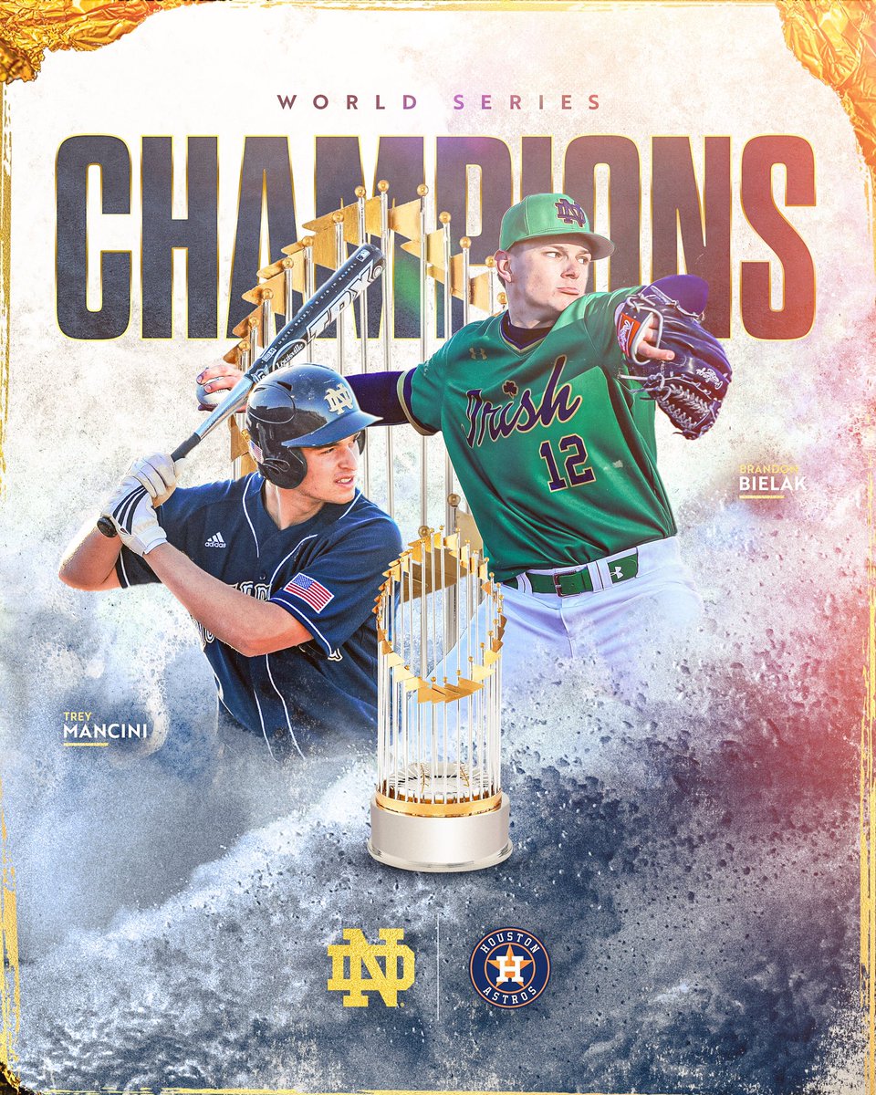 Two Irish alums are WORLD CHAMPIONS! 

Congrats <a href="/TreyMancini/">Trey Mancini</a> and Brandon Bielak! 

#IrishInMLB | #GoIrish☘️