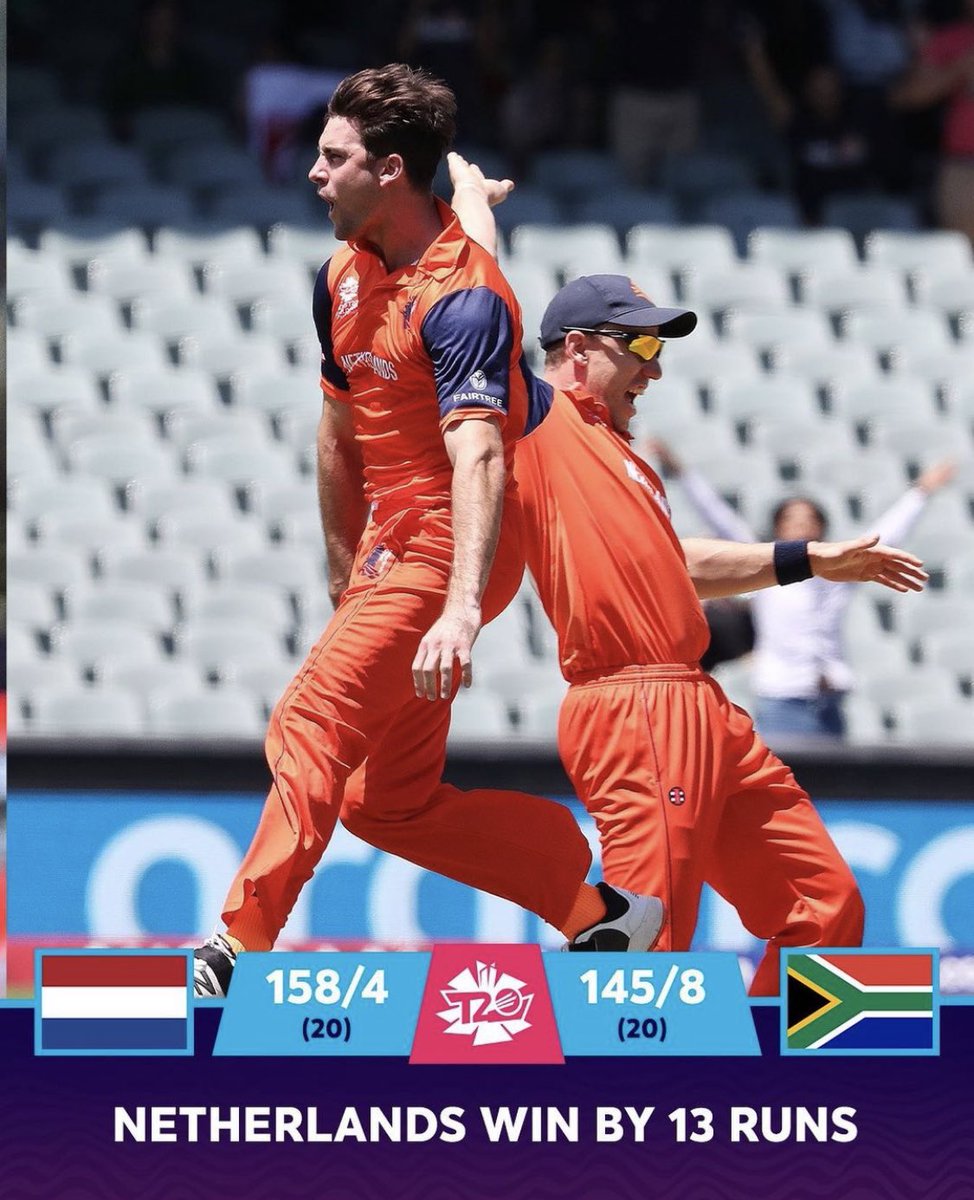 imAnshP's tweet photo. Is it for real?? Netherland just knocked out South Africa from T20 Worldcup 🤕😅 What an interesting turnaround to the points table…
India into the semis… 🥂❤️
Pak vs Ban turned into a Quarter Final… 
#T20worldcup22 #BleedBlue #IndianCricketTeam @BCCI @T20WorldCup https://t.co/eFdi0sETXY