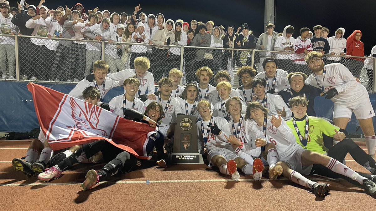 NCTV17's tweet photo. For the first time in program history, the Naperville Central boys soccer team is State Champions! A second half goal from Josh Weigel gives the RedHawks the 1-0 win over Romeoville. Congrats RedHawks!! 

@NCHSRedhawks @RedhawkRowdie @redhwkboysoccer @NCHSOFFICIAL https://t.co/VDxrgDCdMn