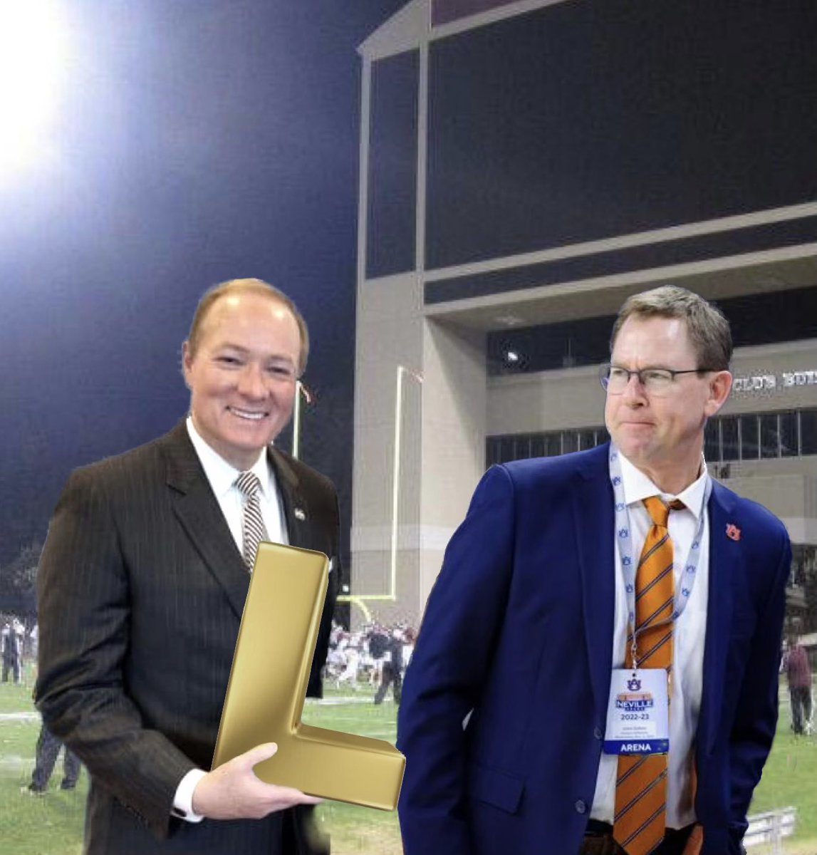 jdog5513's tweet photo. President Mark Keenum presenting the runner up trophy of the Cohen Bowl to @JohnCohenAD https://t.co/idMYOnDBc2